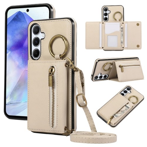 Zipper Wallet Card Holder Leather Crossbody Women Girls Case For Samsung Galaxy A06 A12 A13 A14 A15 A16 A21 A22 A24 A25 A26 A32 A33 A34 A35 A36 A51 A52 A53 A54 A55 A56 A71 A72 4G 5G Cover