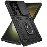 Slide Camera Lens Military Grade Armor Case For Samsung Galaxy S25 S24 S23 S22 S21 S20 S10 Note 20 Ultra Plus S24 FE Holder Ring Stand Cover