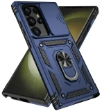 Slide Camera Lens Military Grade Armor Case For Samsung Galaxy S25 S24 S23 S22 S21 S20 S10 Note 20 Ultra Plus S24 FE Holder Ring Stand Cover
