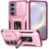 Military Ring Holder Case For Samsung Galaxy S25 S24 S23 S22 S21 FE Plus Ultra A05 A14 A16 A25 A26 A34 A35 A36 A54 A55 5G Camera Lens Slide Cover SamsungS24FE Cases