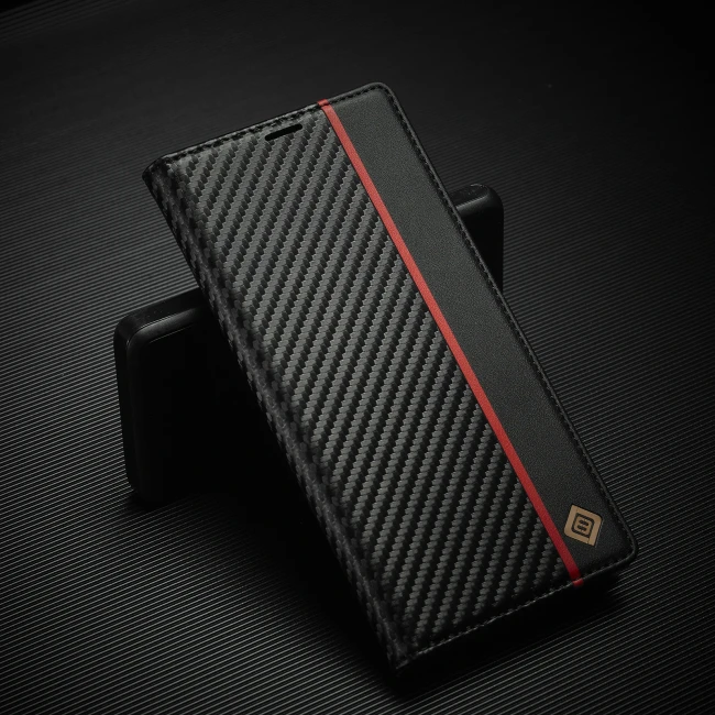 Carbon Fiber Flip Case For Samsung S25 S24 S23 S21 S22 S20 S10 S9 S8Plus Note20 Ultra Leather Wallet Phone Cover