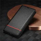 Carbon Fiber PU Leather Case For iPhone 17 Air 16 15 14 13 12 11 XS Max XR 8 7 Plus SE 2022 Mini Wallet Card Slot Flip Phone Cover
