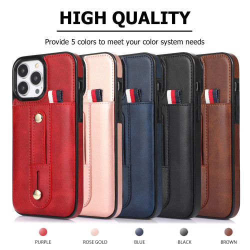 Vertical Cards Solt Wallet Ring Holder Leather Case For iPhone 17 16 15 Pro Max 14 Air Plus 13 12 Mini 11 XR X XS 7 8 SE 2022 Bag Pocket