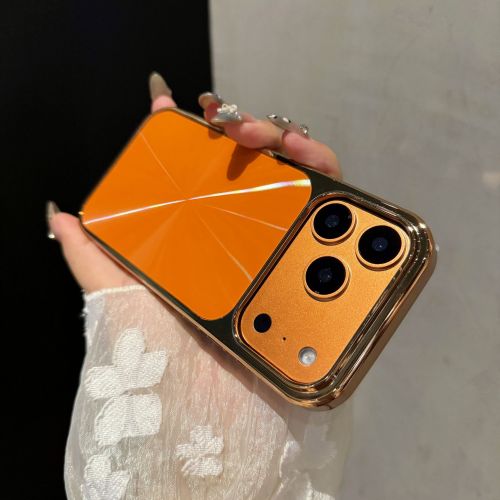 Luxury CD Texture Glossy Plating Edge Phone Case For iPhone 17 Air 16 15 14 13 12 11 Pro Max Plus Dazzle Aurora Shockproof Cover