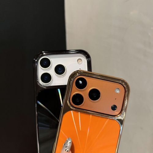 Luxury CD Texture Glossy Plating Edge Phone Case For iPhone 17 Air 16 15 14 13 12 11 Pro Max Plus Dazzle Aurora Shockproof Cover