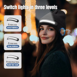 LED Wireless Music Hat Light up Hat with Bluetooth Earphones Rechargeable Headlamp Warm Tech Camp Cap for Night Workers Runners