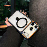 Luxury Matte Bumper Case for Magsafe Charge for iPhonne Air 17 16 15 14 Plus 13  For Metal Stand Holder Armor Cover