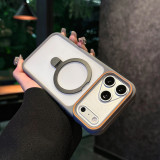 Luxury Matte Bumper Case for Magsafe Charge for iPhonne Air 17 16 15 14 Plus 13  For Metal Stand Holder Armor Cover