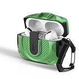 Secure Lock Clip Carbon Fiber Hard Shell TPU+PC Case For Airpods 4 For Airpods Pro2 3 2 1 Case Cover with mountaineering buckle