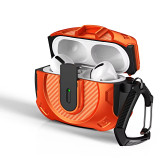 Secure Lock Clip Carbon Fiber Hard Shell TPU+PC Case For Airpods 4 For Airpods Pro2 3 2 1 Case Cover with mountaineering buckle