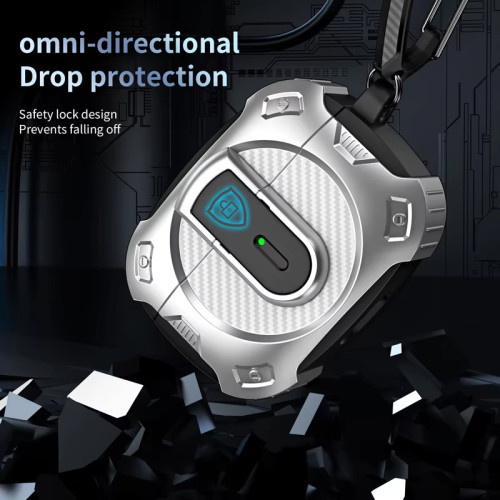 Secure Lock Clip Carbon Fiber Hard Shell TPU+PC Case For Airpods 4 For Airpods Pro2 3 2 1 Case Cover with mountaineering buckle