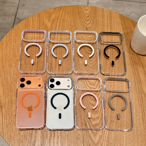 Crystal Clear Candy For Magsafe Magnetic Phone Case For iPhone 17 16 15 14 13 Pro Max Airbag Anti-fall Transparent PC Back Cover
