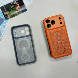 Luxury Heat Dissipation Mesh Magnetic Ring Case For iPhone 17 Air 16 15 14 13 Pro Max Plus Wireless Charge Bracket Cover