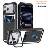 Folding Lens Stand Transparent Slot Card Holder Acrylic Case For iPhone 17 13 12 Pro Max 16 15 Plus Shockproof Wallet Cover