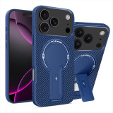 Luxury Carbon Fiber Pattern Fold Stand Magnetic Phone Case For iPhone 16 17 Pro Max Air 16e 15 14 Plus 13 12  Military Cover