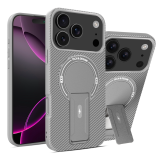 Luxury Carbon Fiber Pattern Fold Stand Magnetic Phone Case For iPhone 16 17 Pro Max Air 16e 15 14 Plus 13 12  Military Cover
