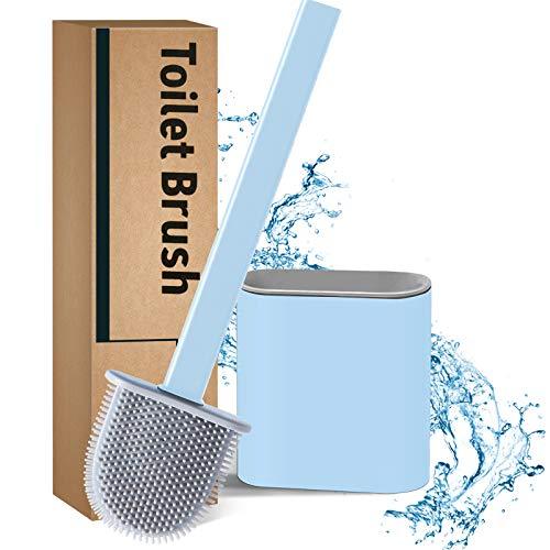 FRUSDE Brosse de Toilette Silicone Brosse WC /à S/échage Rapide Suspendu pour Salle de Bain avec Support Murale et Poign/ée Long pour Coins et Petites Niches Brosse Toilette en Mur,Rose
