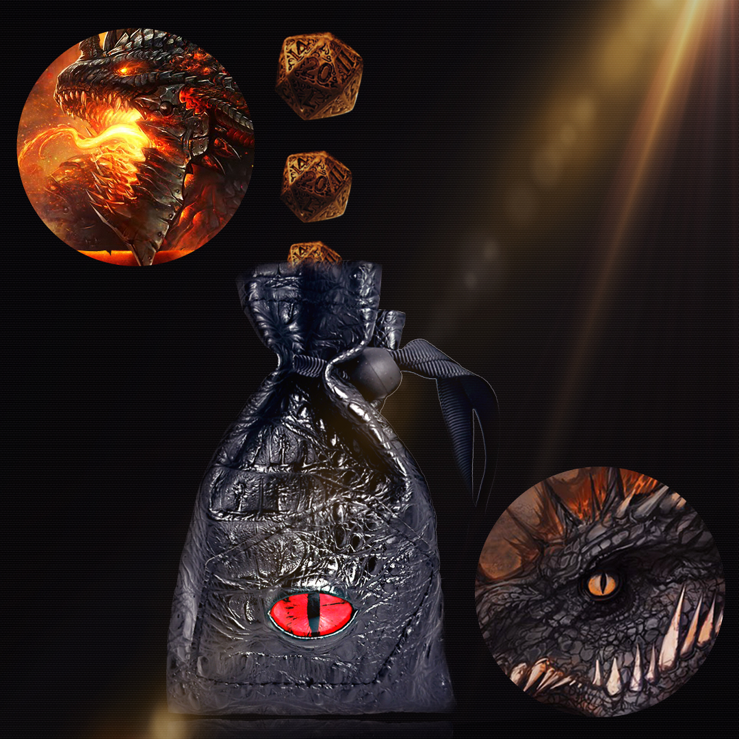 PU Leather Dice Bag Drawstring Bag Dice Pouch for D&D Dices, Coins,Game and  Accessories BROWN