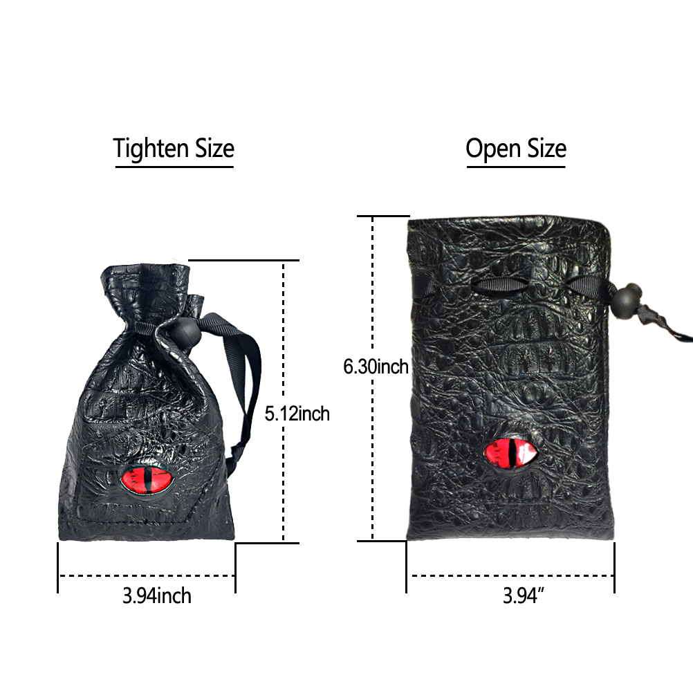 Drawstring Bag PU Leather Dice Sack Perfect for RPG, D&D, Game