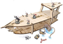 D&D Miniatures Action Figure Wood Display Stand - Large 3-Level Brigantine Ship Bundle for Tabletop RPG