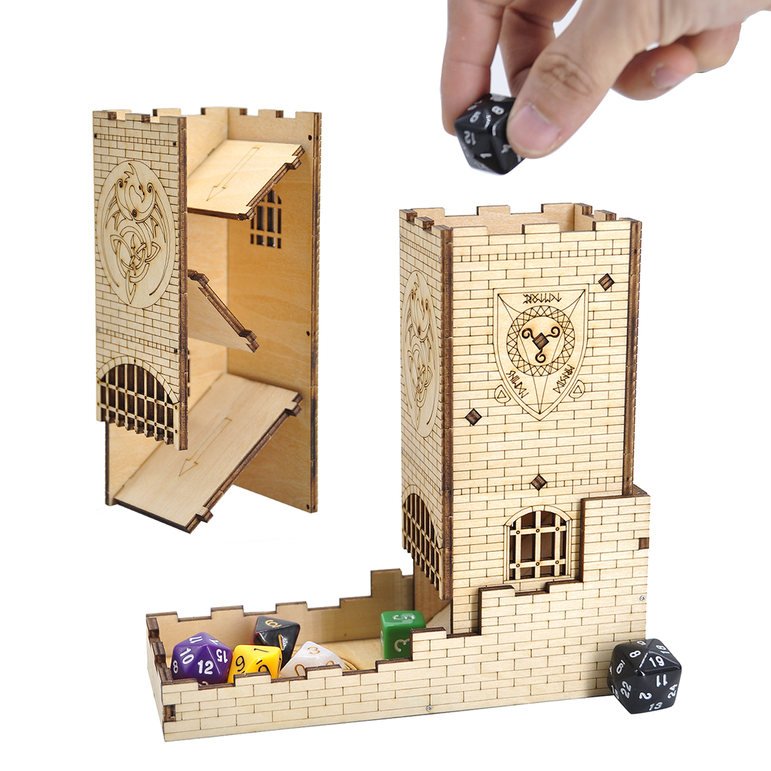 Dungeons and Dragons DnD RPG Board Game Castle Roller Tray Clear Dice Tower 