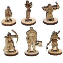 D&D Fantasy Miniatures 2.5D Wood Laser Cut Figures 28mm Scale 6PCS Starter Set Perfect for Dungeons and Dragons, Pathfinder and Other Tabletop RPG