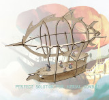 3D Airship Model Wood Laser Cut Hot Air Balloon with 1  Grids Fantasy Aerial Combat Terrain Map for D&D, Pathfinder, Warhammer and Other Tabletop RPG