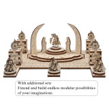 D&D Demonic Altar with 4 Skull Pillars & 1 Guard Miniature Wood Laser Cut 28mm Scale Modular Wargaming Terrain for Pathfinder, Dungeons & Dragons, Warhammer Other Tabletop RPG