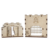 D&D Dungeon Door & Portcullis Gate Miniatures (Set of 2) Wooden Laser Cut Open and Closed Fantasy Terrain 28mm Scale for Dungeons & Dragons, Pathfinder and Other Tabletop RPG