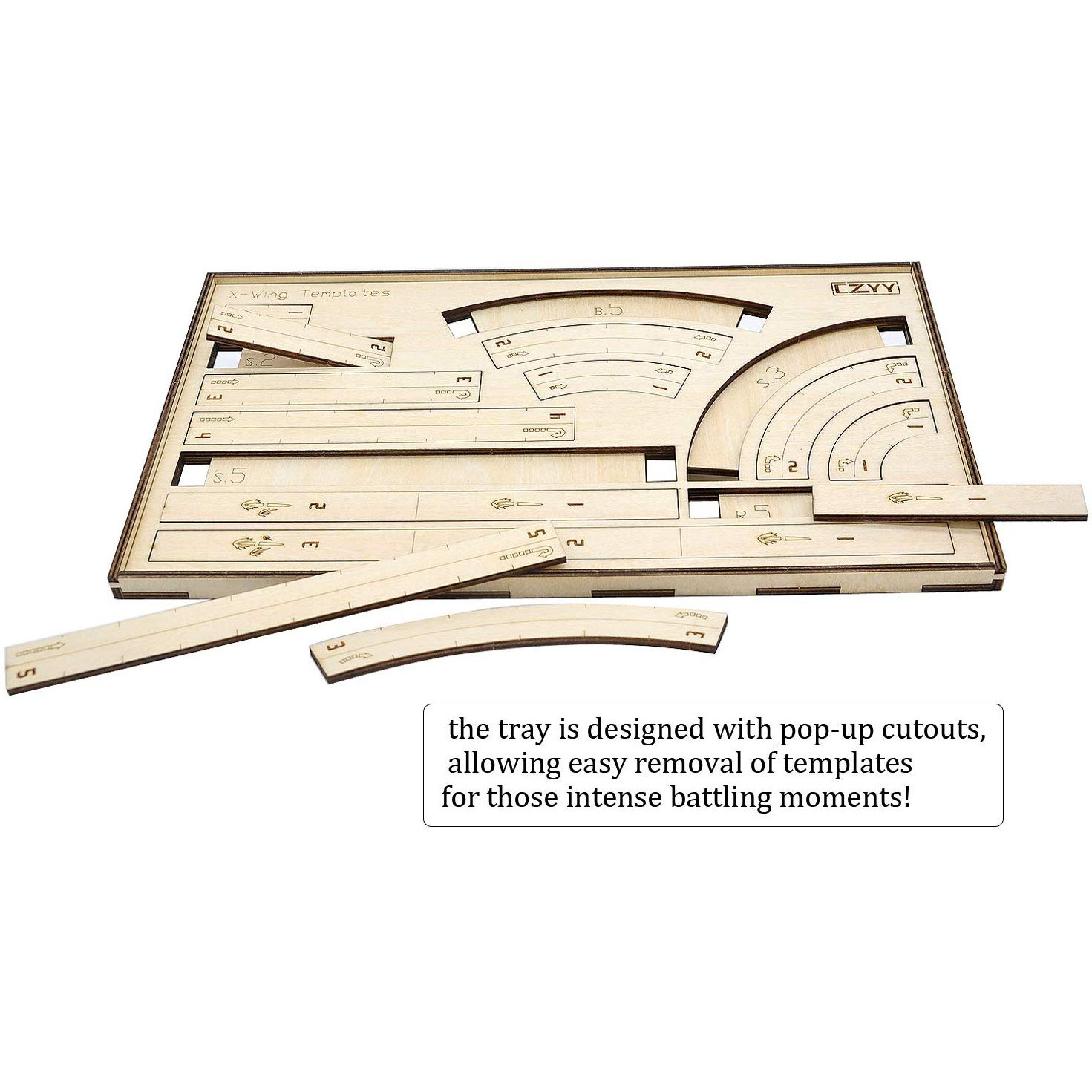 Star Wars X-Wing Movement Templates with Tray Wood Laser-Cut Maneuver ...
