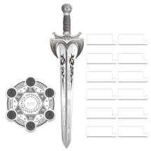 D&D Initiative Tracker Acrylic Laser Cut Sword in Magic Circle Base with 12 PCS Erasable Taken Flags Perfect for Dungeons & Dragons, Pathfinder and Other Tabletop RPG