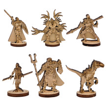 D&D Fantasy Miniatures Wood Laser Cut Figures 6PCS Set 28mm Scale for Eberron Campaign