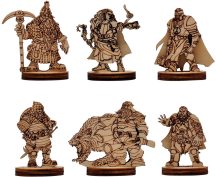 D&D Fantasy Dwarf Miniatures Wood Laser Cut Dwarven Figures 6PCS Set Perfect for Dungeons and Dragons, Pathfinder and Other Tabletop RPG