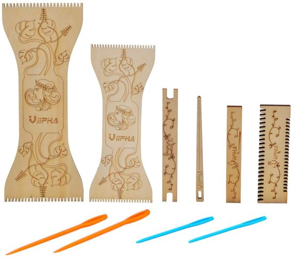 Purl Bracelet Loop Maker 2PCS Mini Tapestry Loom Board Wood Laser Cut, Lightweight and Portable - Easy Weaving Tool Kit for Knitting Lovers