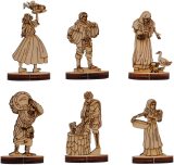 RPG Miniatures Medieval Townsfolk Figures Collection Set of 6 Wood Laser Cut 28mm Villagers NPCs for D&D, Pathfinder & other Fantasy Tabletop Role Playing Games