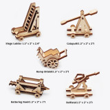 D&D Siege Equipment Pack Wooden Medieval War Machine Siege Ladder, Ballista, Catapult, Battering Ram and Ramp Shield Miniature Terrain for Warhammer, Pathfinder and Tabletop RPG