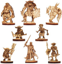 Fantasy Pathfinder Battle Miniatures Wooden Laser Cut Set of 8 Minis Figures for Legendary Adventures