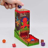 D&D Dice Tower with Tray Wood Laser Etched Cthulhu Portable and Collapsible Dice Roller Perfect for Board Game and Tabletop RPG