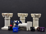 Pillar Miniatures Roman Style Columns 2-1/2  Tall Set of 4 Resin Fantasy Scatter Terrain for Dungeons and Dragons, Warhammer, Pathfinder and Tabletop RPG