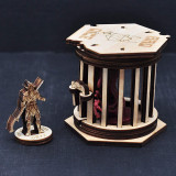 DND Dice Jail Prison with Polyhedral Dice Set Wood Cage for Your Bad Dice