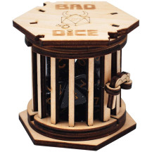 DND Dice Jail Prison with Polyhedral Dice Set Wood Cage for Your Bad Dice