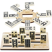 Dominos Holder (Set of 4) and Hub Set Wood Laser Cut Accessories, Gift for Mexican Train Dominos Players