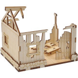 Ruined House Wooden Destroyed Building Medieval Fantasy Village Terrain Scatter for Dungeons and Dragons, Wargame, D&D and Tabletop RPG