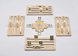 Dominos Holder (Set of 4) and Hub Set Wood Laser Cut Accessories, Gift for Mexican Train Dominos Players