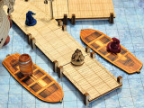 Rowboat Set of 2 Wood Laser Cut with Color Printing Boat Terrain Map for Dungeons and Dragons, Pathfinder, D&D and Tabletop RPGs