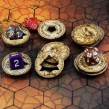 D&D Inspiration Coin Tokens Laser Cut Wood Carved with Dragon & Ship Rudder (Set of 9) Perfect for Pathfinder, RPG and Board Game