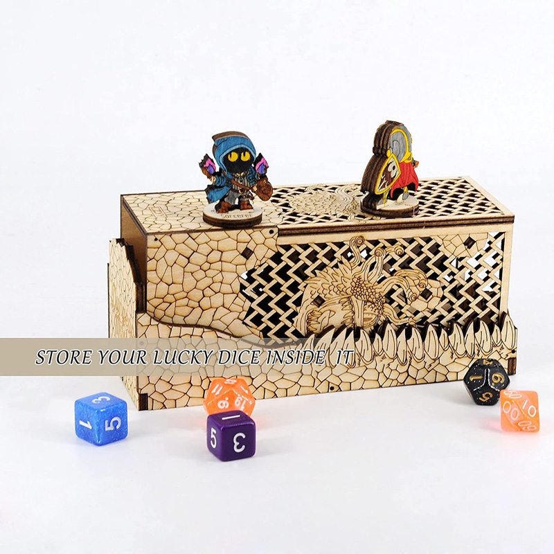 Portable D20 wooden selling dice box/roller