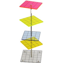 3D Combat Risers Set Colored Acrylic Connected by Metal Pillars Flying Miniature Flight Stand with 1 Inch SquareGrid Great Wargame Space for D&D and Other Tabletop RPG
