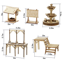 Town & Village Square Miniatures Set of 4 - Fountain, Well, Billboard and Gallows - Wood Laser Cut Fantasy Tabletop RPG Gaming Scatter Terrain for Dungeons and Dragons, Pathfinder, D&D