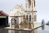 DND Medieval Church Chapel Miniature with Furnishings Wooden Monastery Cathedral 28mm/32mm Tabletop RPG Gaming Terrain Scenery for Dungeons and Dragons, Pathfinder, SW Legion